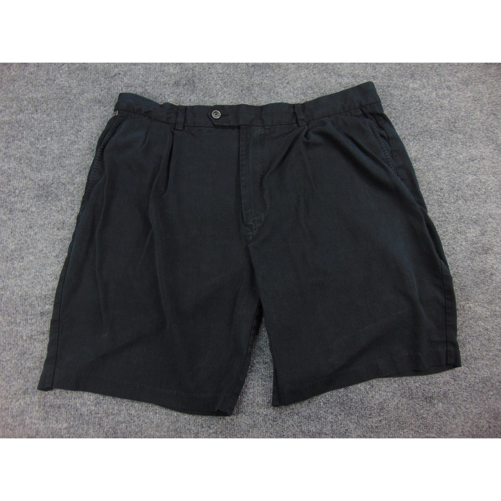 Tommy Bahama Shorts Mens 38 Pleated Black Silk Cotton Coastal Casual
